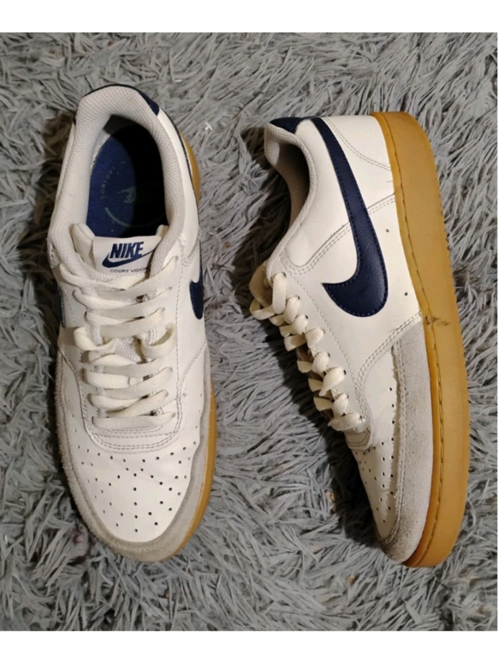 Nike Court Vision Low Sail Midnight Navy Men Size 8.5 Sneakers HF1068-133 is